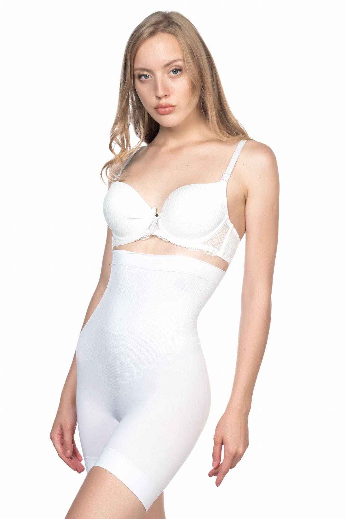 Beyaz Mı Emay 2056 Yüksek Bel Masajlı Uzun Paça Korse görsel 1