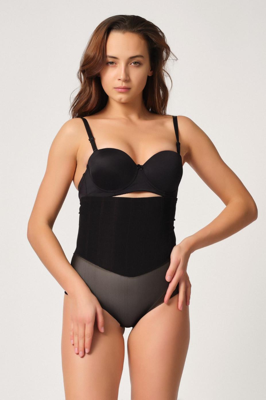 Siyah Mı Emay 2945 Tül Karyokalı Slip Lazer Korse görsel 1