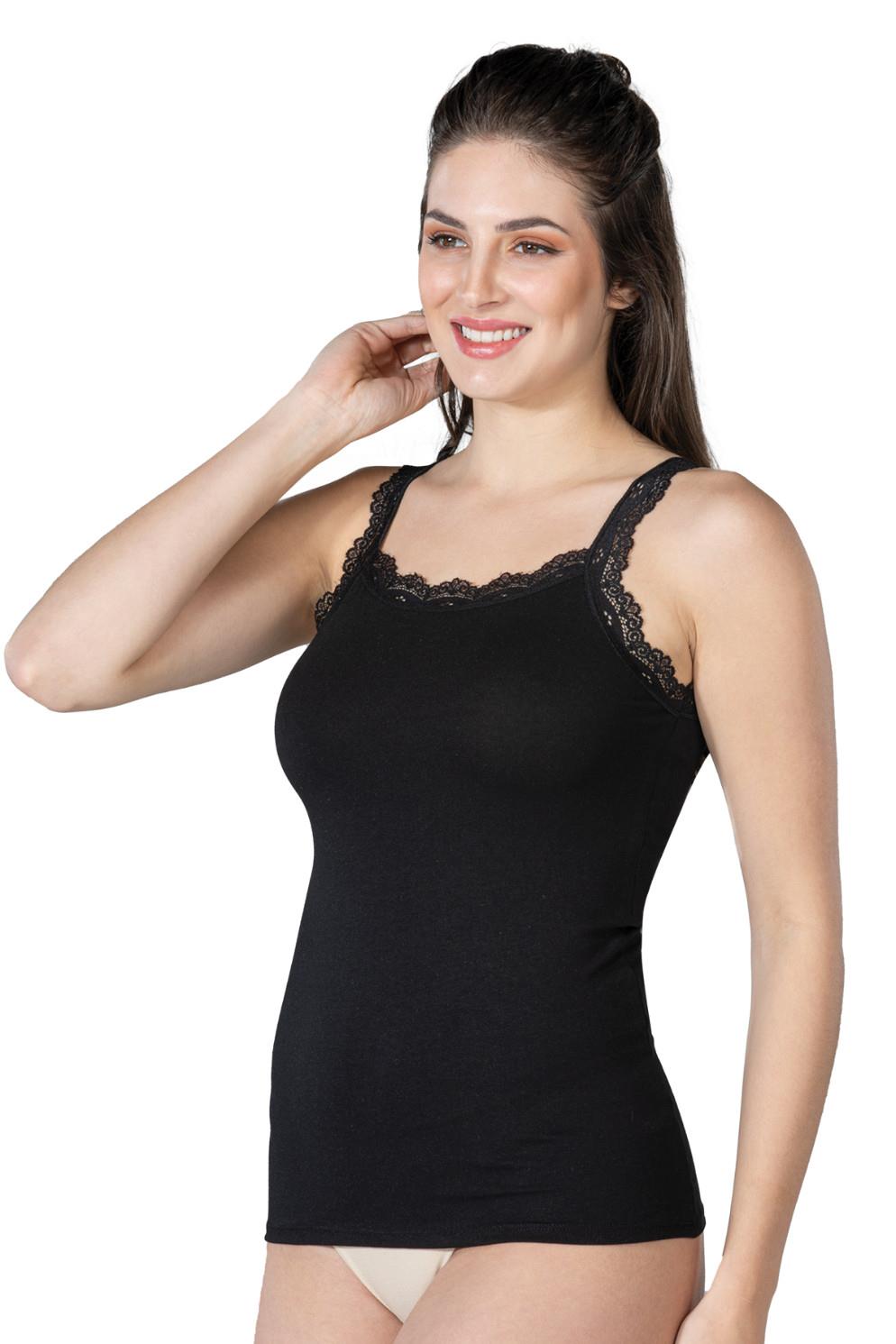 Siyah Mı Emay 1411 Modal Cotton Dantelli Atlet görsel 1