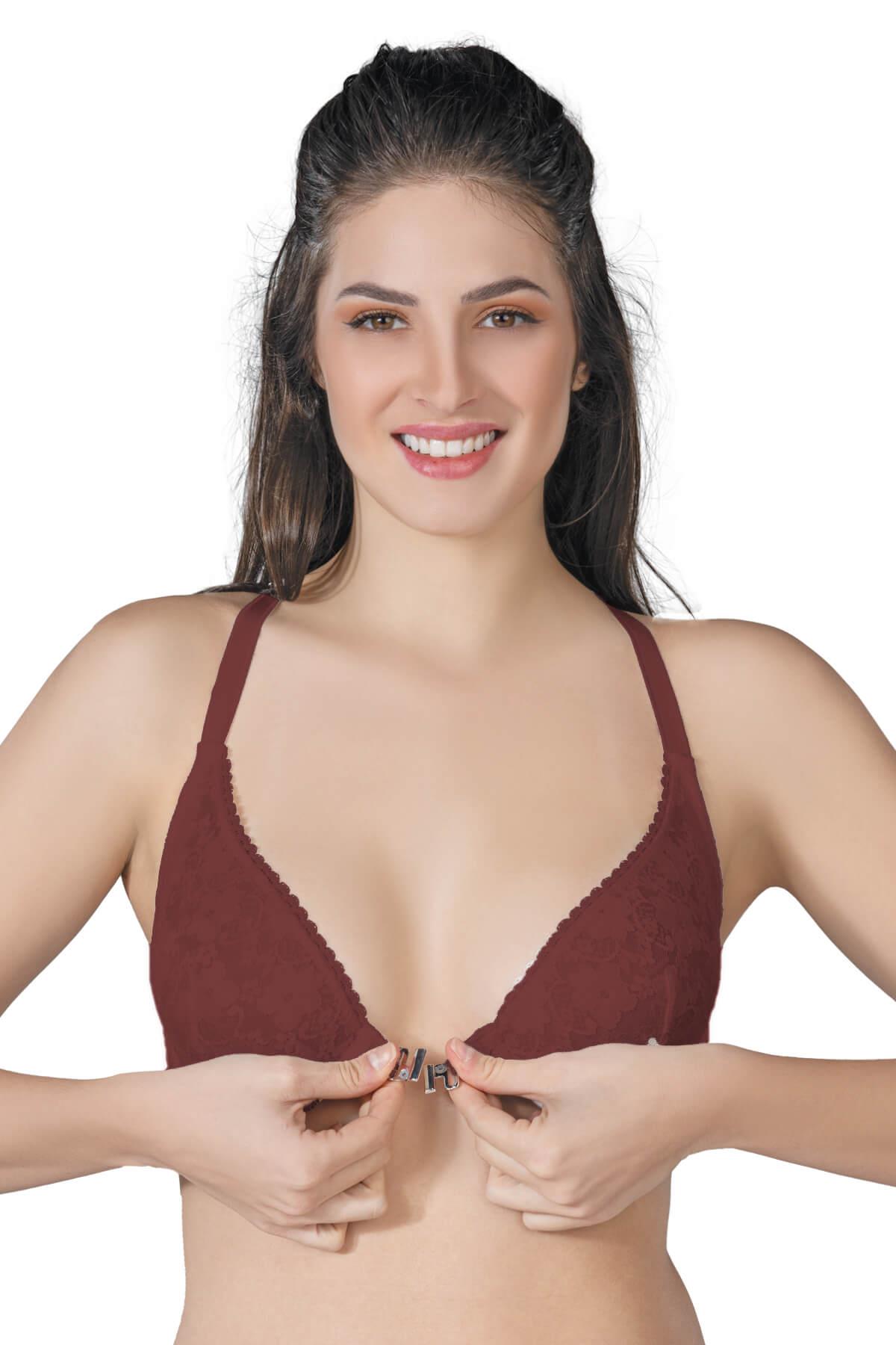 Bordo Mı Emay 187 C Önden Açılır Balenli Sporcu Sütyen görsel 1