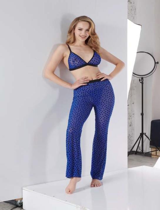 Mavi Transparan Fantezi Sütyen Pijama Takımı görsel 1