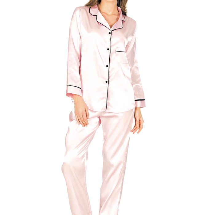 Pudra Saten Pijama Takımı - 1625