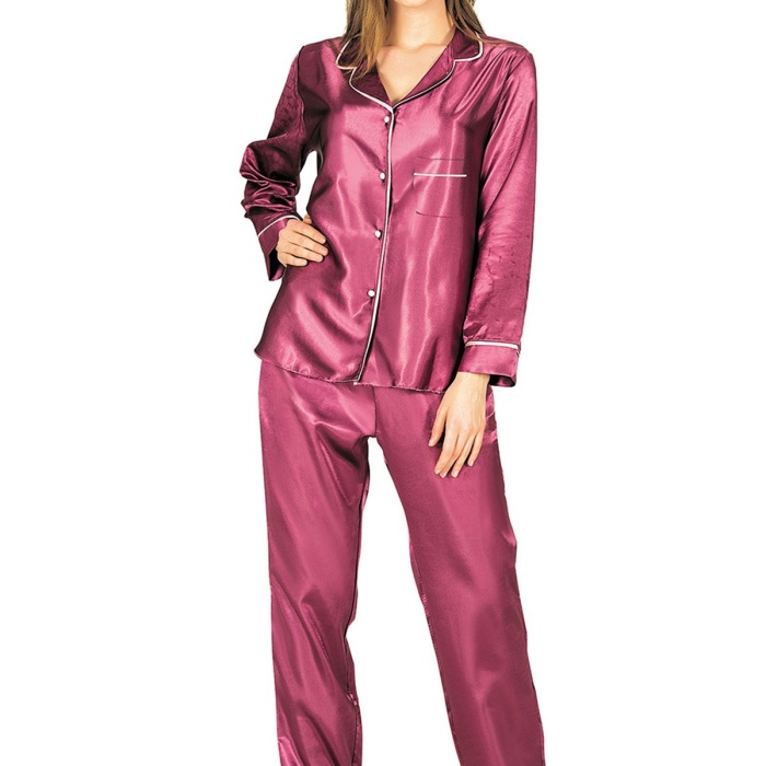 Mor Saten Pijama Takımı - 1613