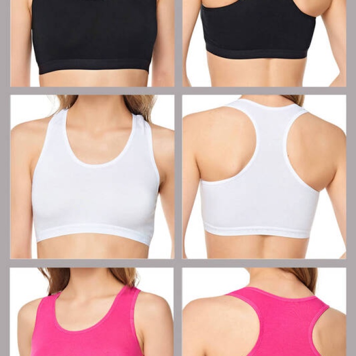 Kalın Askılı Spor Büstiyer 3lü Ekonomik Paket 0131-3 Siyah-Beyaz-Fuşya
