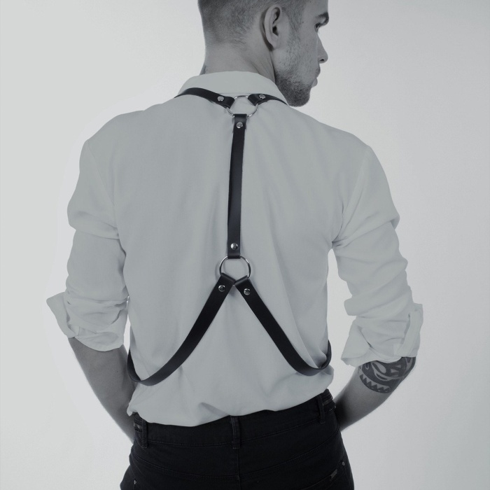 Siyah Erkek  Deri Pantolon Askısı Fantazi Harness 1022