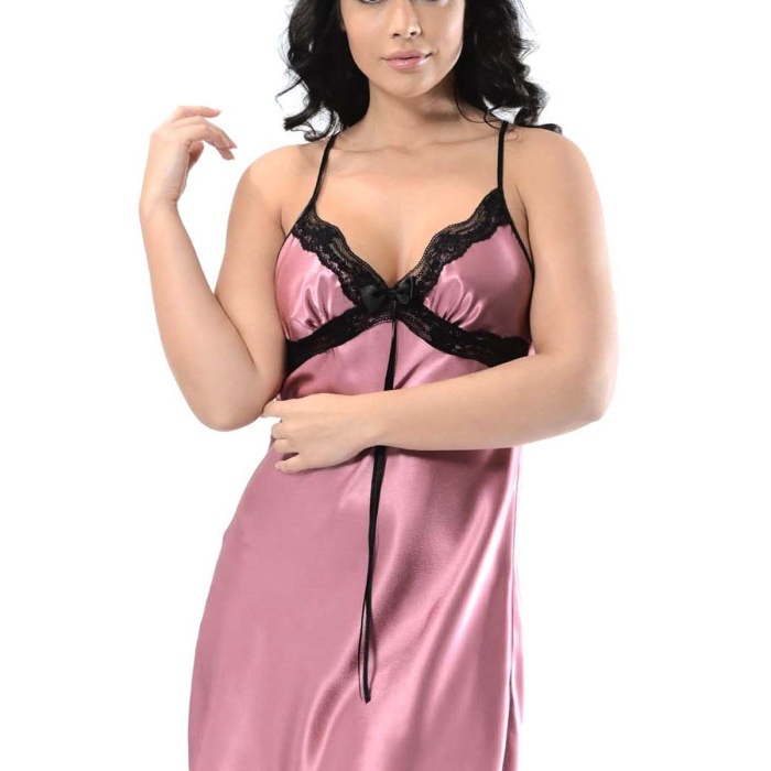 Gül Kurusu Saten Gecelik - M-367