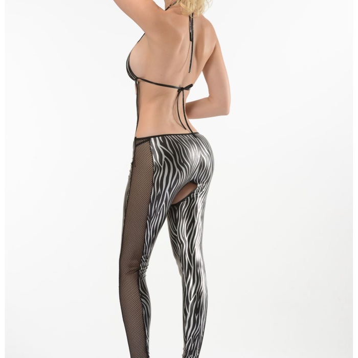 Zebra Desenli Lame Vücut Çorabı-490