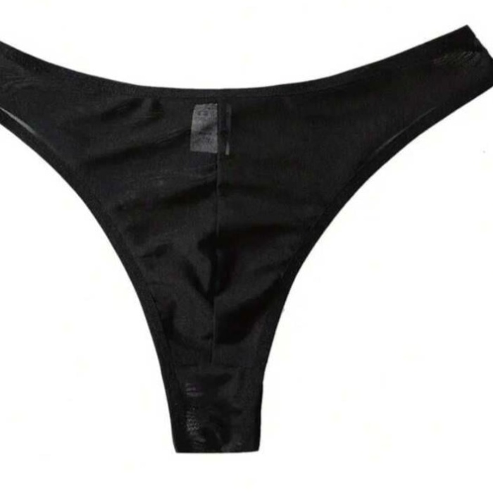 Erkek  Biyeli Siyah Transparan Brazillian Slip