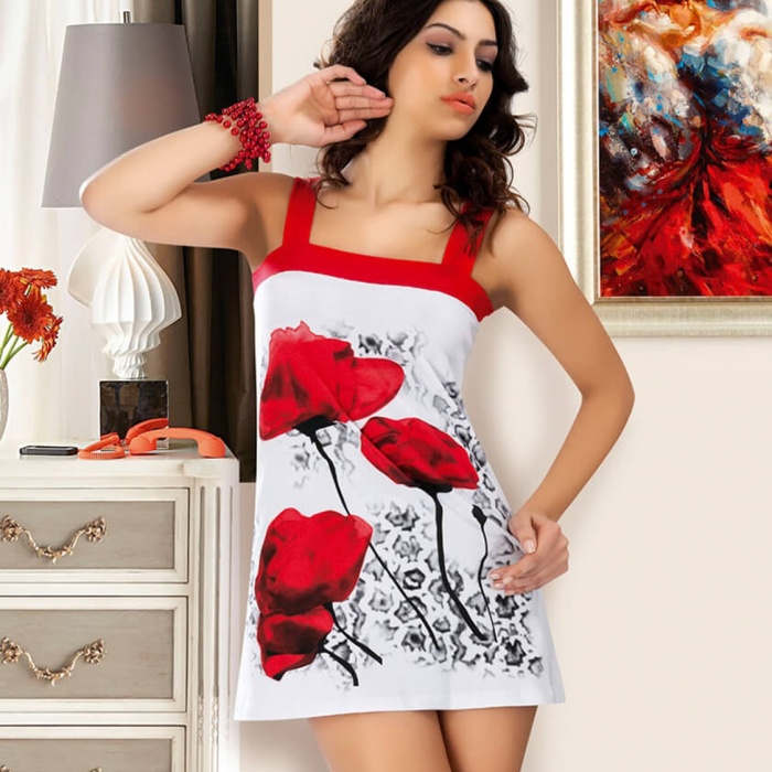 Beruflic Kare Yaka Çiçek Desenli Tunik 903