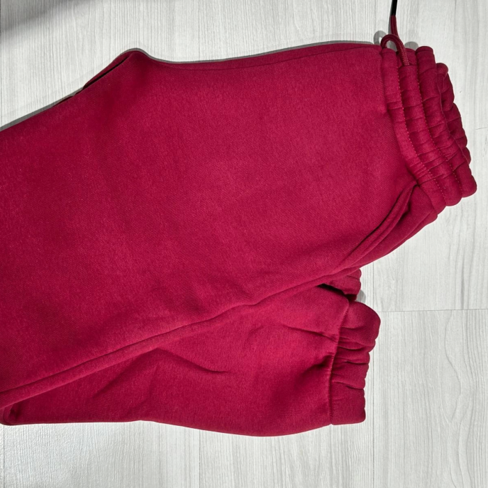 Jogger 3 İplik Şardonlu Cepli Tek Alt Siyah Siyah Bordo