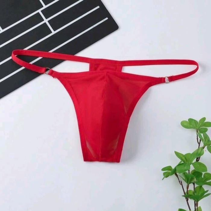 Erkek  Kırmızı Transparan Tanga İç Giyim
