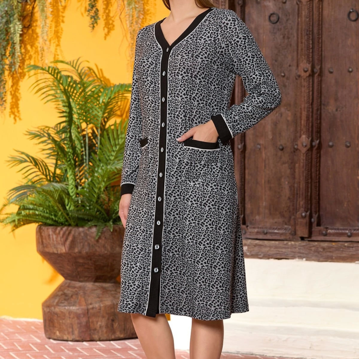 Aqua 25173 Leopar Desen Midi Boy Ev Elbisesi