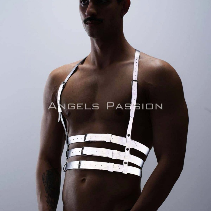 Reflektörlü (Karanlıkta Parlayan) Erkek  Göğüs Harness, Parti Aksesuar, Clubwear - BRFM17