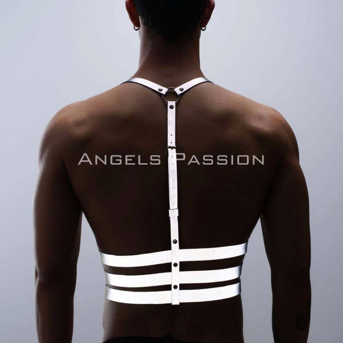 Reflektörlü (Karanlıkta Parlayan) Erkek  Göğüs Harness, Parti Aksesuar, Clubwear - BRFM17