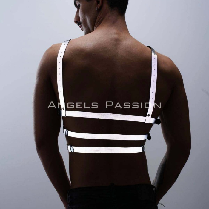 Karanlıkta Parlayan - Reflektörlü Erkek  Göğüs Harness, T-Shirt Üzeri Harness - BRFM38