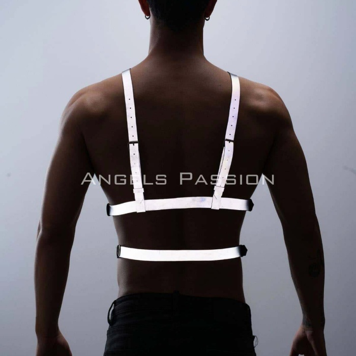 Reflektörlü (Karanlıkta Parlayan) Göğüs Harness, Clubwear, Tarz Erkek  Vücut Aksesuar - BRFM40