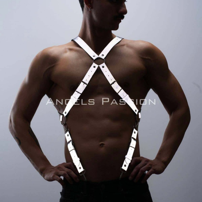 Reflektörlü (Karanlıkta Parlayan) Pantolon Askısı, Reflektörlü Clubwear, Göğüs Harness - BRFM84