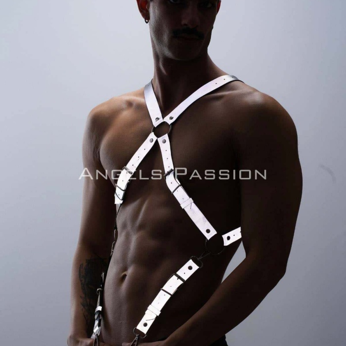 Reflektörlü (Karanlıkta Parlayan) Pantolon Askısı, Reflektörlü Clubwear, Göğüs Harness - BRFM84