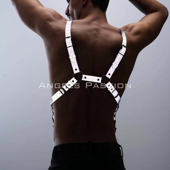 Reflektörlü (Karanlıkta Parlayan) Pantolon Askısı, Reflektörlü Clubwear, Göğüs Harness - BRFM84