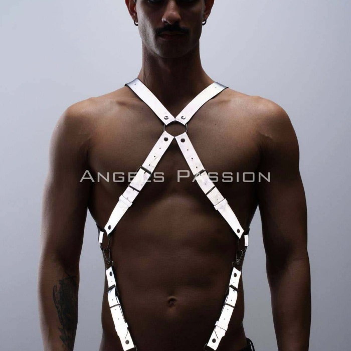 Reflektörlü (Karanlıkta Parlayan) Pantolon Askısı, Reflektörlü Clubwear, Göğüs Harness - BRFM84