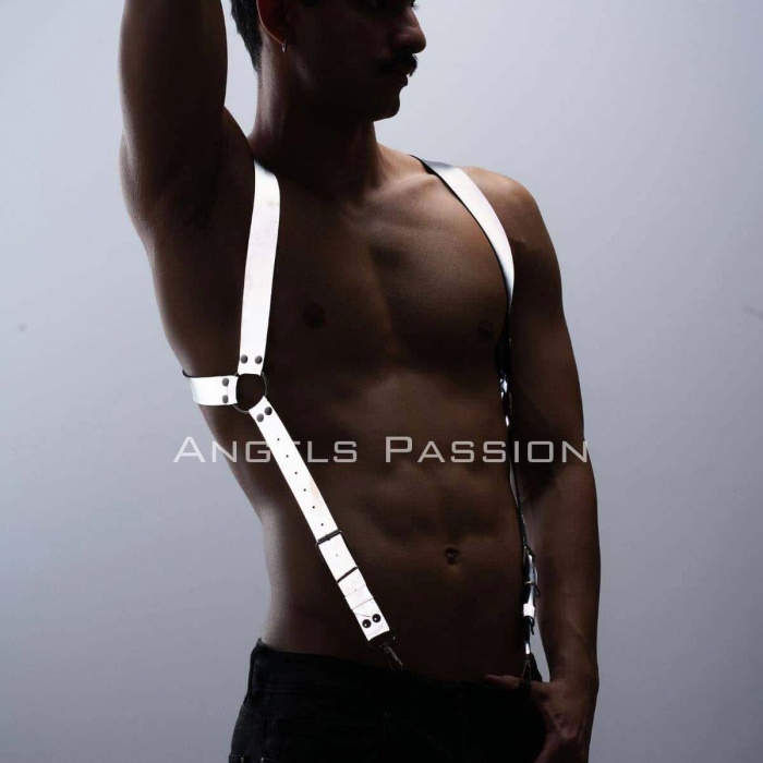 Reflektörlü (Karanlıkta Parlayan) Göğüs Harness, Erkek  Pantolon Askısı, Reflektörlü Clubwear - BRFM160