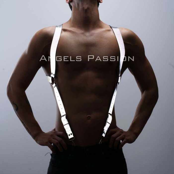 Reflektörlü (Karanlıkta Parlayan) Göğüs Harness, Erkek  Pantolon Askısı, Reflektörlü Clubwear - BRFM160