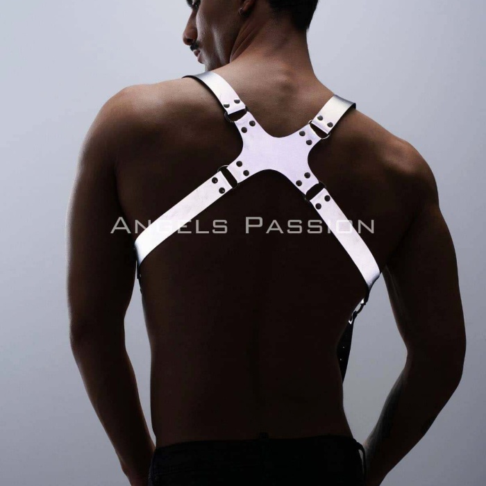 Reflektörlü (Karanlıkta Parlayan) Göğüs Harness, Erkek  Pantolon Askısı, Reflektörlü Clubwear - BRFM160