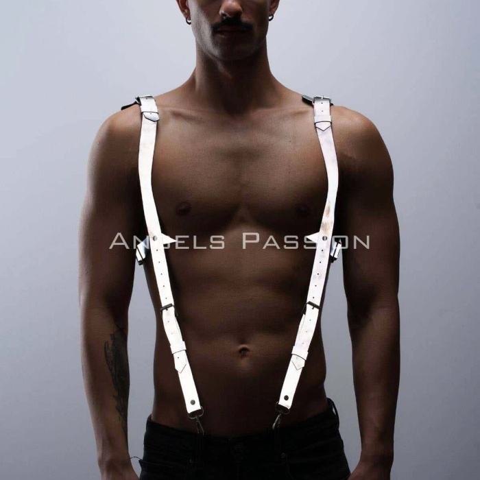 Karanlıkta Parlayan - Reflektörlü Pantolon Askısı, Erkek  Göğüs Harness - Reflektörlü Clubwear - BRFM135