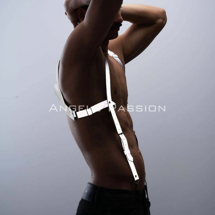 Karanlıkta Parlayan - Reflektörlü Pantolon Askısı, Erkek  Göğüs Harness - Reflektörlü Clubwear - BRFM135