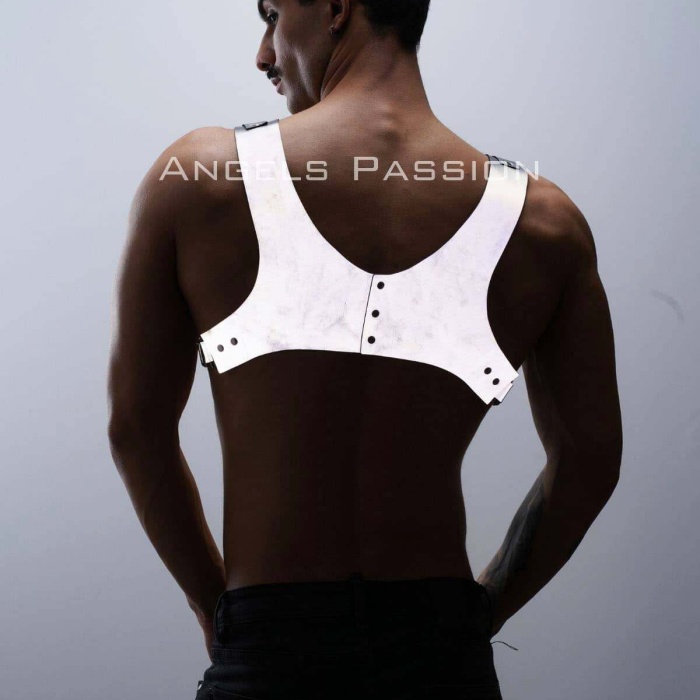 Karanlıkta Parlayan - Reflektörlü Pantolon Askısı, Erkek  Göğüs Harness - Reflektörlü Clubwear - BRFM135