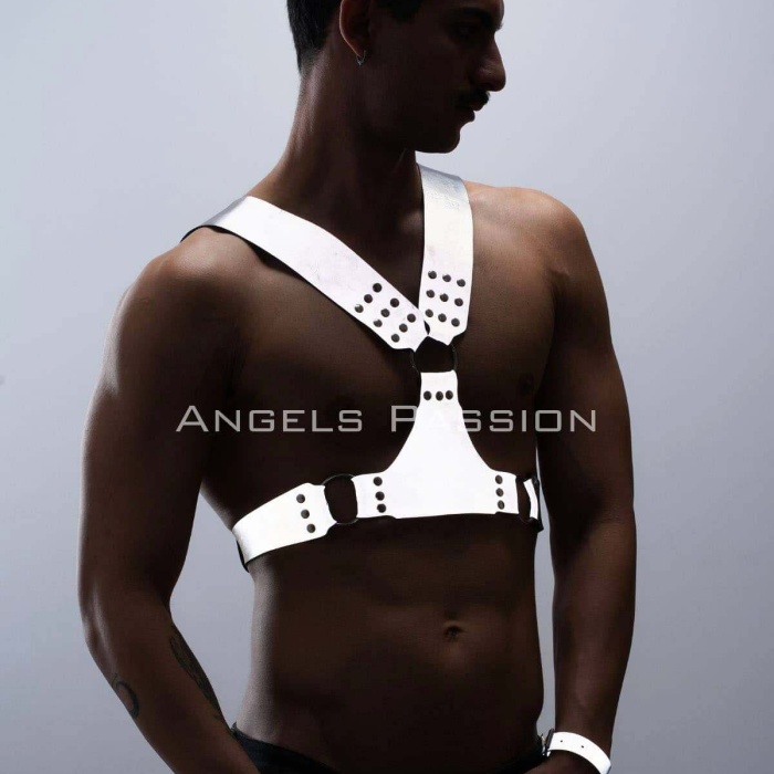 Karanlıkta Parlayan - Reflektörlü Erkek  Harness, Kelepçeli Göğüs Harness Takım - BRFM121