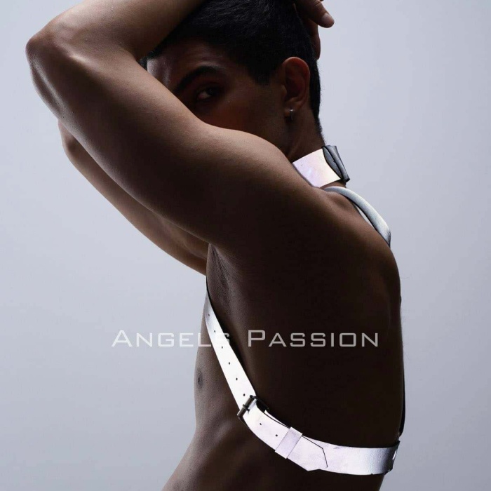 Karanlıkta Parlayan (Reflektörlü) Choker ve Göğüs Harness Takım, Clubwear - BRFM35