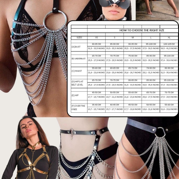 Deri Fantezi Zincirli Tek Bacak Jartiyer SEXİ H0015