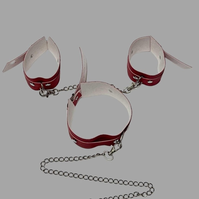 Kırmızı Kelepce ve Tasma Set