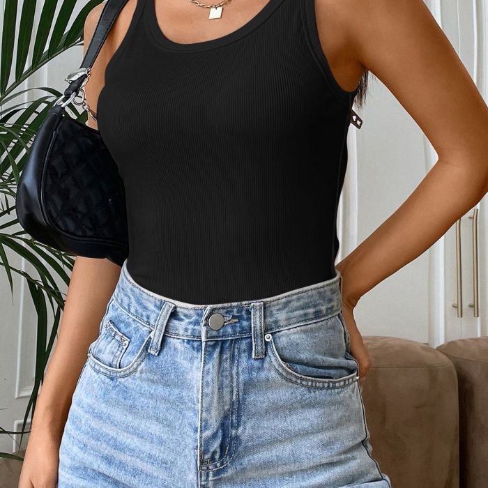 Kadın Siyah Kolsuz Kalın Askılı Uzun Crop Top Bluz & Atlet