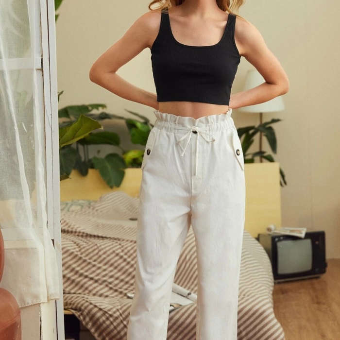 Kadın Siyah Kalın Askılı Crop Top Büstiyer