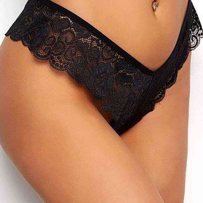 Kadın Siyah Dantelli Seksi Külot