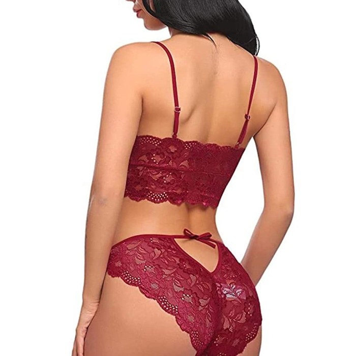 Kadın Bordo Belden Bağlamalı Şık Büstiyer Sütyen