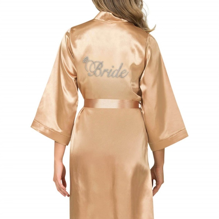Gold Kısa Saten Bride Sabahlık