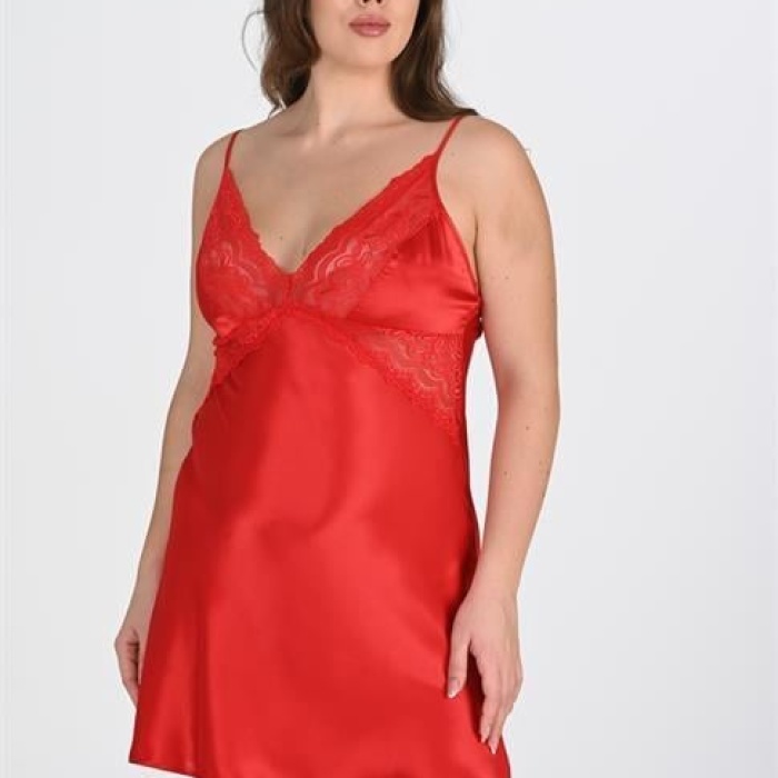 2li Kırmızı Sabahlık Takımı Bigsize 6207