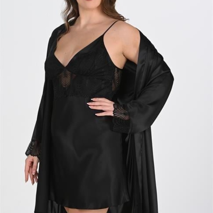 2li Siyah Sabahlık Takımı Bigsize 6213