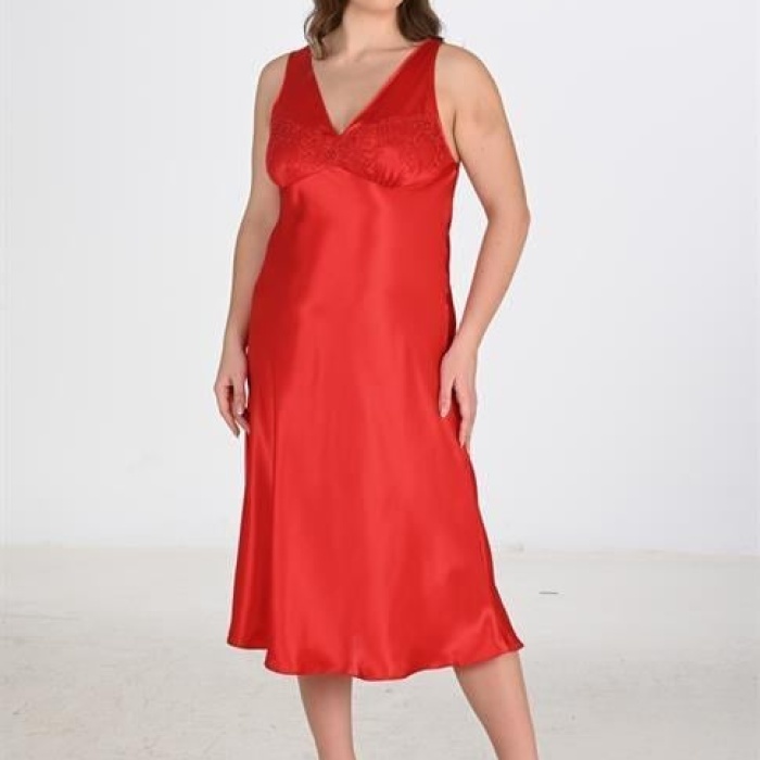 2li Kırmızı Sabahlık Takımı Bigsize 6226