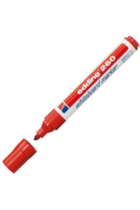 Edding 260 Beyaz Yazı Tahtası Kalemi Kırmızı 10LU Kutu
