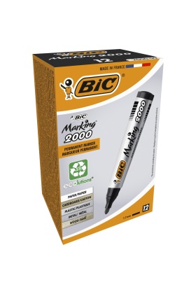 Bic Marker Siyah 2000 Yuvarlak Uçlu Permanent Markör 12li Kutu