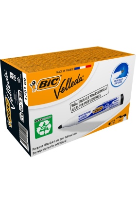 Bic 1701 Velleda Eco Yuvarlak Uçlu Beyaz Tahta Kalemi Siyah 12li Kutu