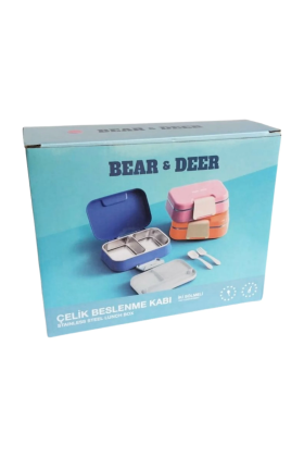 B&D Tek Katlı iki Bölmeli Çelik Mavi Beslenme Kabı  BES001