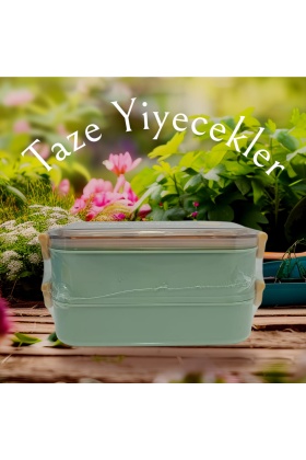 B&D İki  Katlı iki Bölmeli Paslanmaz Çelik Yeşil Beslenme Kabı  BES011