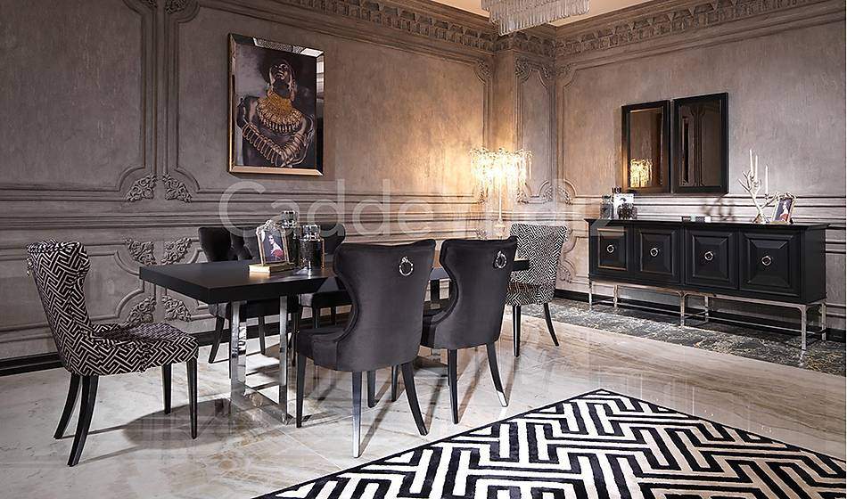 İngiltere Black Luxury Yemek Odası