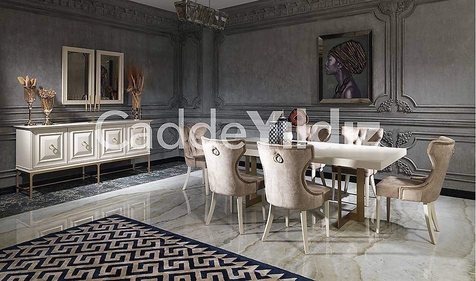 İngiltere Krem Luxury Yemek Odası