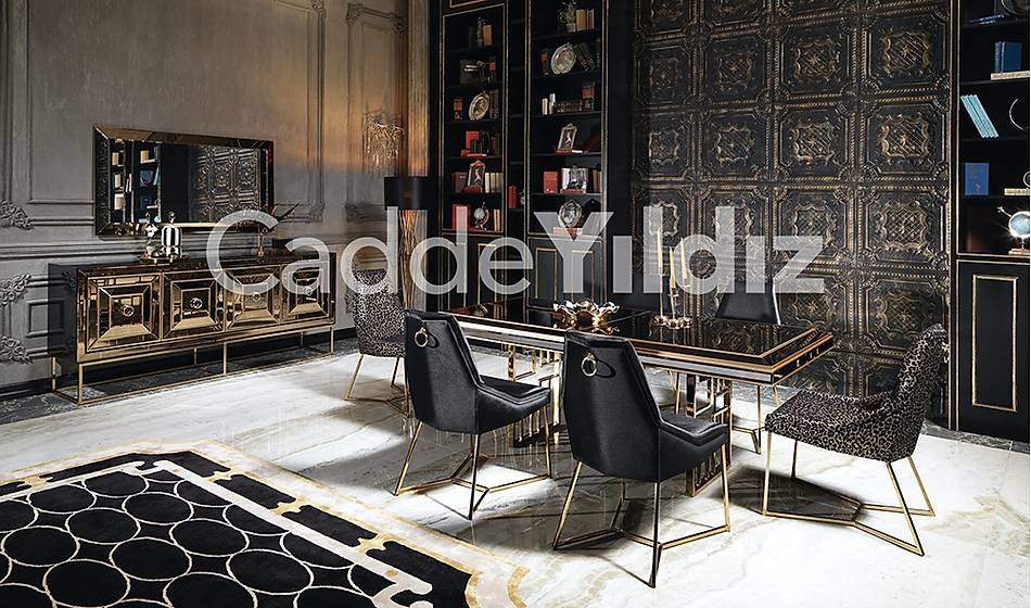 Fendi Black & Gold Luxury Yemek Odası